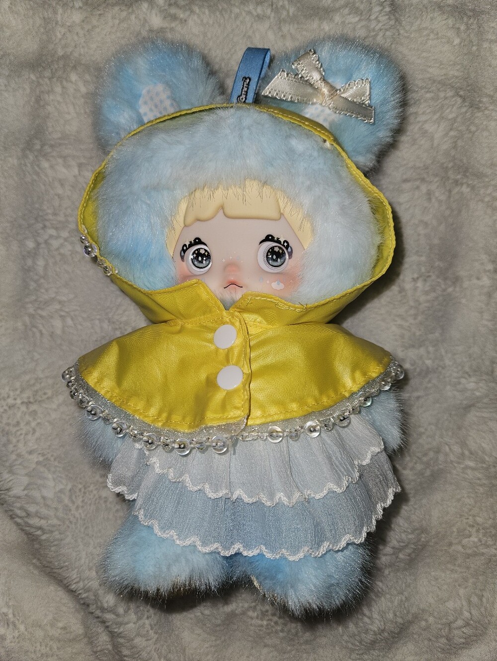 NOMMI Weather Forecast Drizzle Blue Yellow Raincoat 3 Eye Option Soft Plush Doll